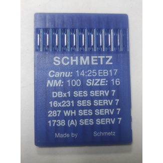 Швейные иглы Schmetz DBx1 №100 (1738; SERV 7), с тонкой колбой и заточкой избегания пропуска стежков купить по низкой цене