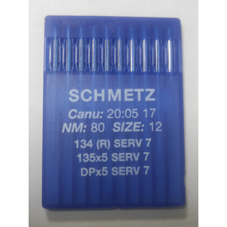 Швейные иглы Schmetz DPx5 №80 (134(R) SERV 7), с толстой колбой и заточкой избегания пропусков стежков купить по низкой цене