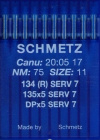 Швейные иглы Schmetz DPx5 №75 (134) с толстой колбой и заточкой избегания пропусков стежков