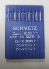 Швейные иглы Schmetz DPx5 №100 (134(R) SERV 7), с толстой колбой и заточкой избегания пропусков стежков Швейные иглы Schmetz DPx5 №100 (134(R) SERV 7), с толстой колбой и заточкой избегания пропусков стежков