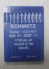 Швейные иглы Schmetz DBxF2 №80 (1738 A), с тонкой колбой, заточка LR (для кожи)