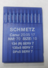 Швейные иглы Schmetz DPx5 №70 (134(R) SERV 7), с толстой колбой и заточкой избегания пропусков стежков Швейные иглы Schmetz DPx5 №70 (134(R) SERV 7), с толстой колбой и заточкой избегания пропусков стежков