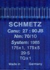 Швейные иглы Schmetz TQx1 (175x1, 29-S) № 90 (size 14) для пуговичных машин для тонких тканей